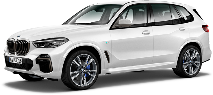 白色BMW X5豪華休旅車側面視圖 壁紙 — 一輛純白色BMW X5 SUV在攝影棚燈光下展示，配備時尚合金輪圈和標誌性雙腎格柵。