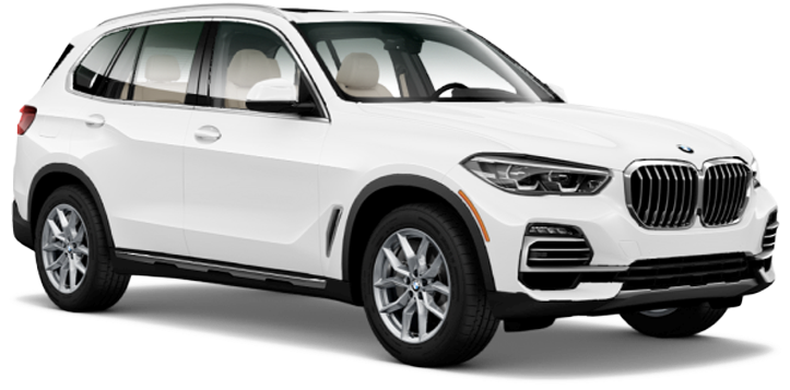 白色BMW X5 SUV側面視圖 壁紙 — 一輛純白色BMW X5 SUV在攝影棚燈光下展示，線條簡潔，帶有鍍鉻飾邊。