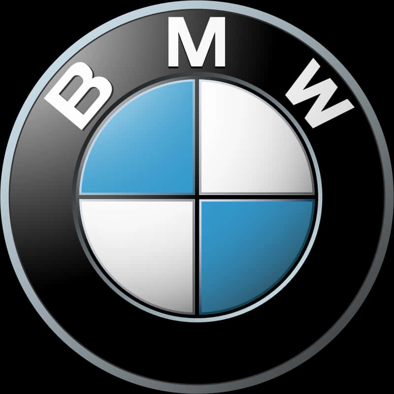 BMW標誌設計 壁紙 — 標誌性的BMW標誌，黑色背景上有藍色和白色的象限。