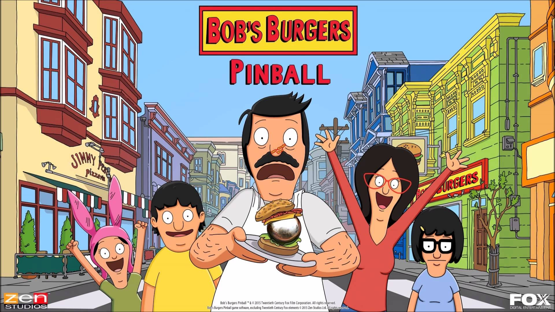 Bob Belcher 和他的家人在熱鬧的城市街道上慶祝一個巨型漢堡。