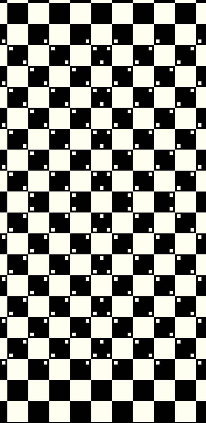 黑白棋盤格圖案，每個方格內帶有小白色圓點。