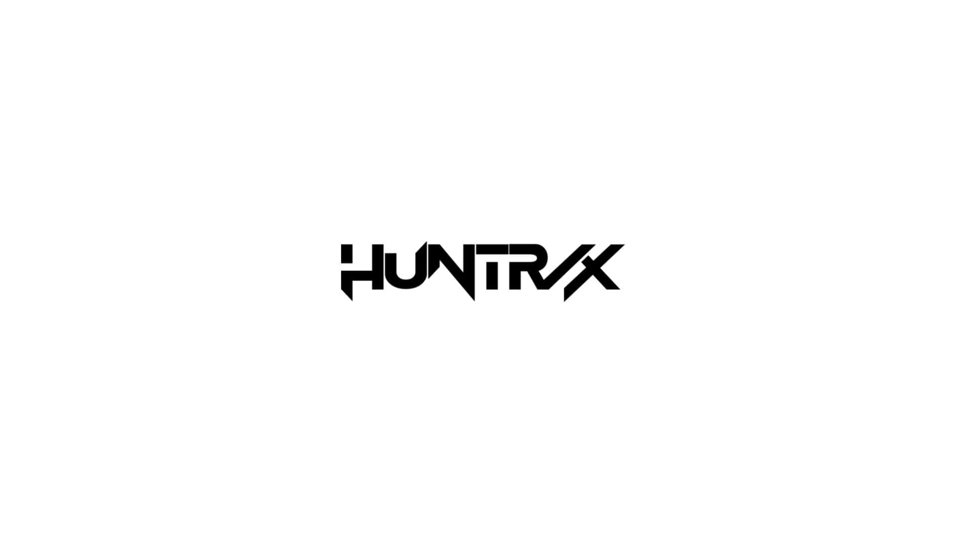 壁紙 — 粗體黑色風格化HUNTRX標誌居中於純白背景上。