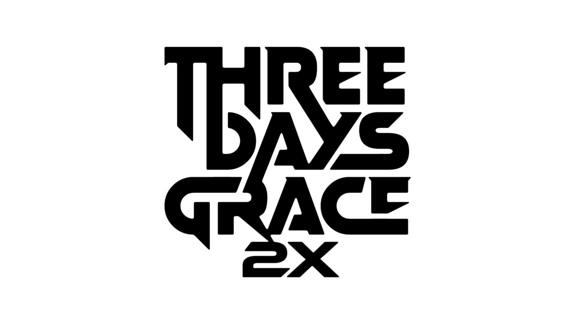  壁紙 — 粗體黑色風格文字在純白背景上顯示 Three Days Grace 2X。