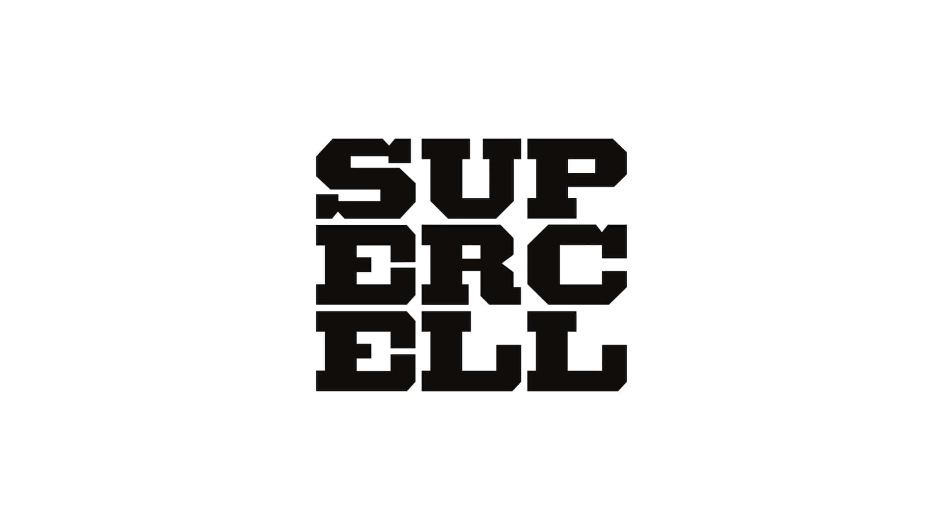  壁紙 — 粗體黑色Supercell標誌以方塊字體居中在純白背景上。