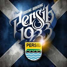  壁紙 — 大膽的藍白蘇格蘭國旗背景，帶有 'Persib 1933' 手寫文字和發光的球隊徽章。