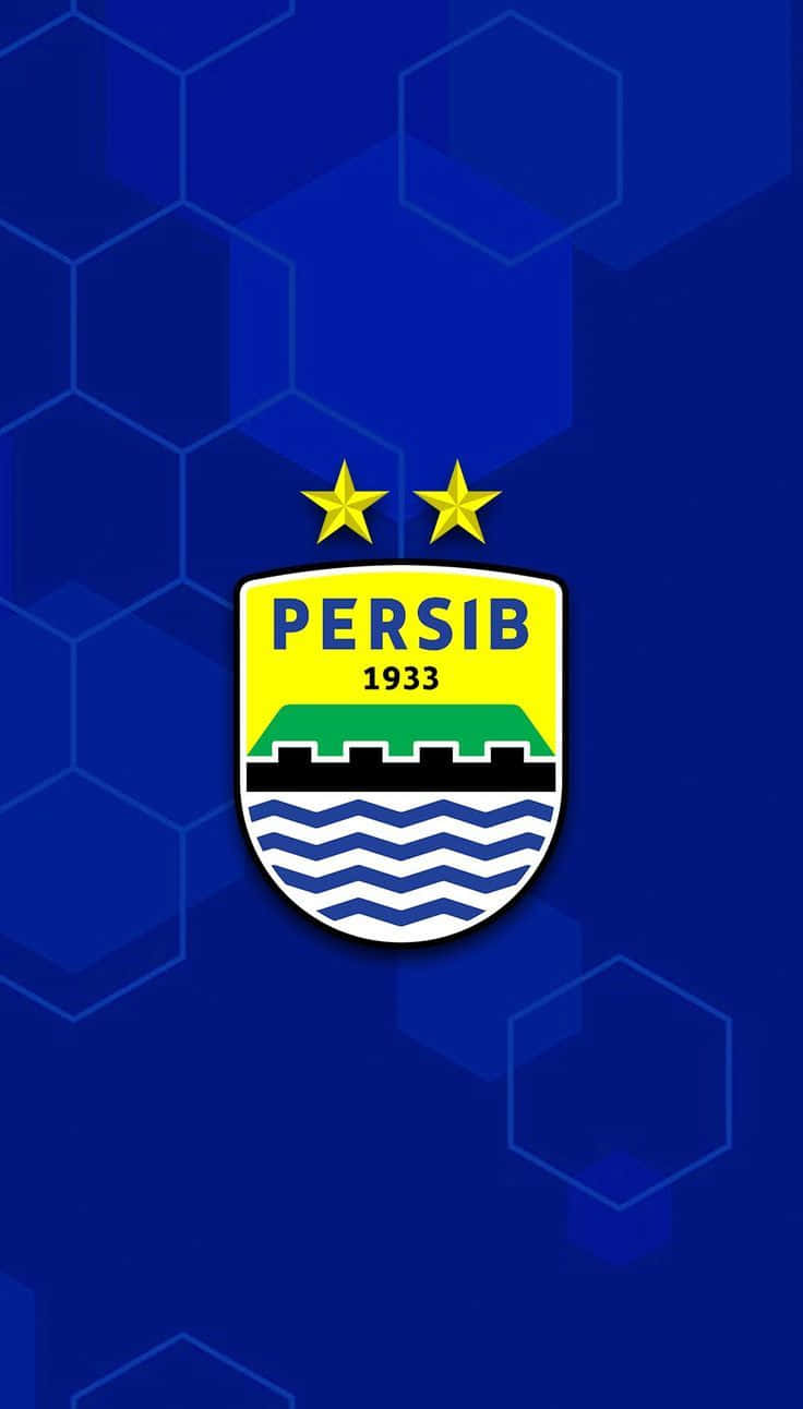  壁紙 — 一個大膽的藍色六邊形圖案背景，上面有 Persib 1933 足球會徽章和兩顆金色星星。