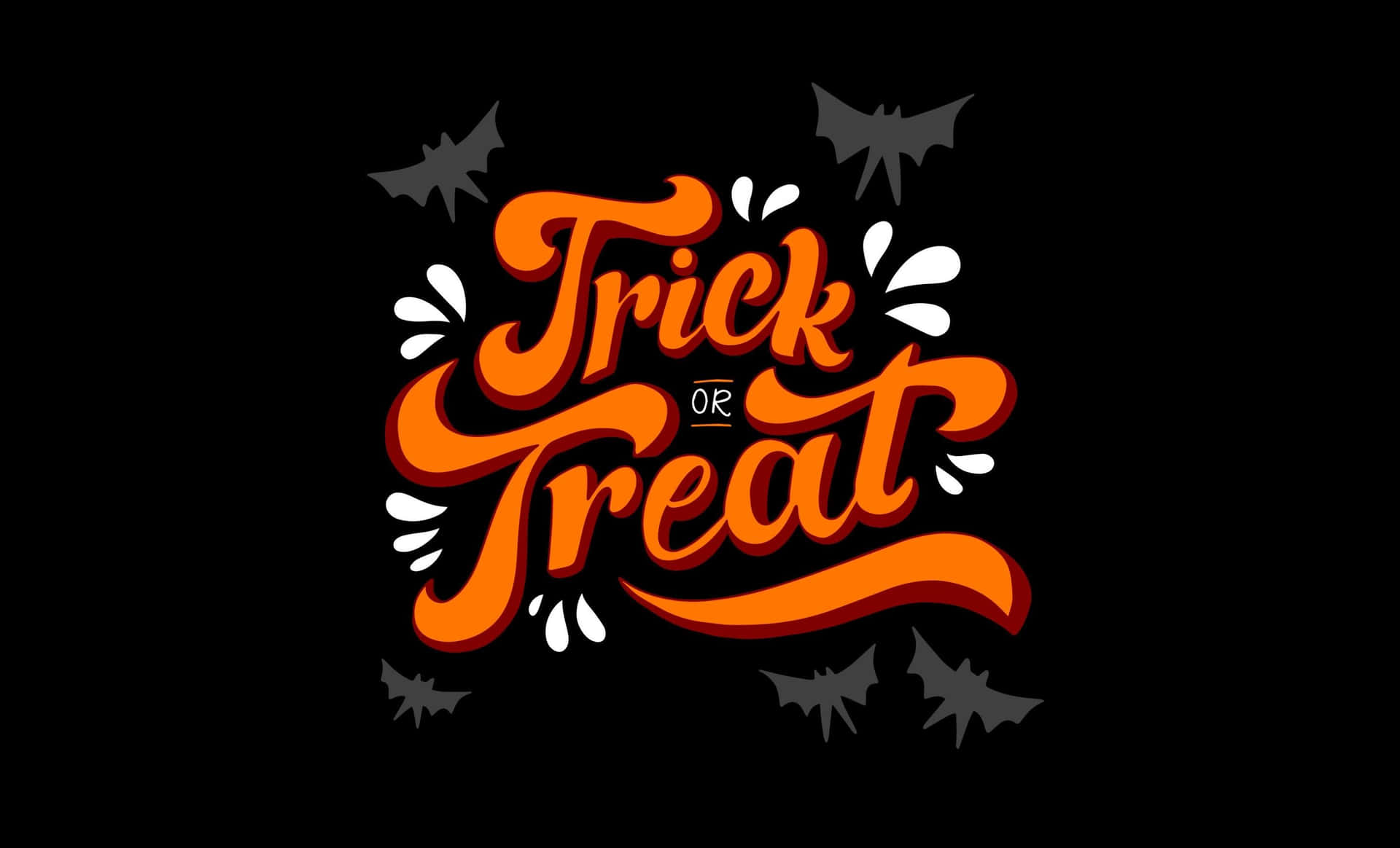黑色背景上帶有蝙蝠的萬聖節 trick or treat 文字