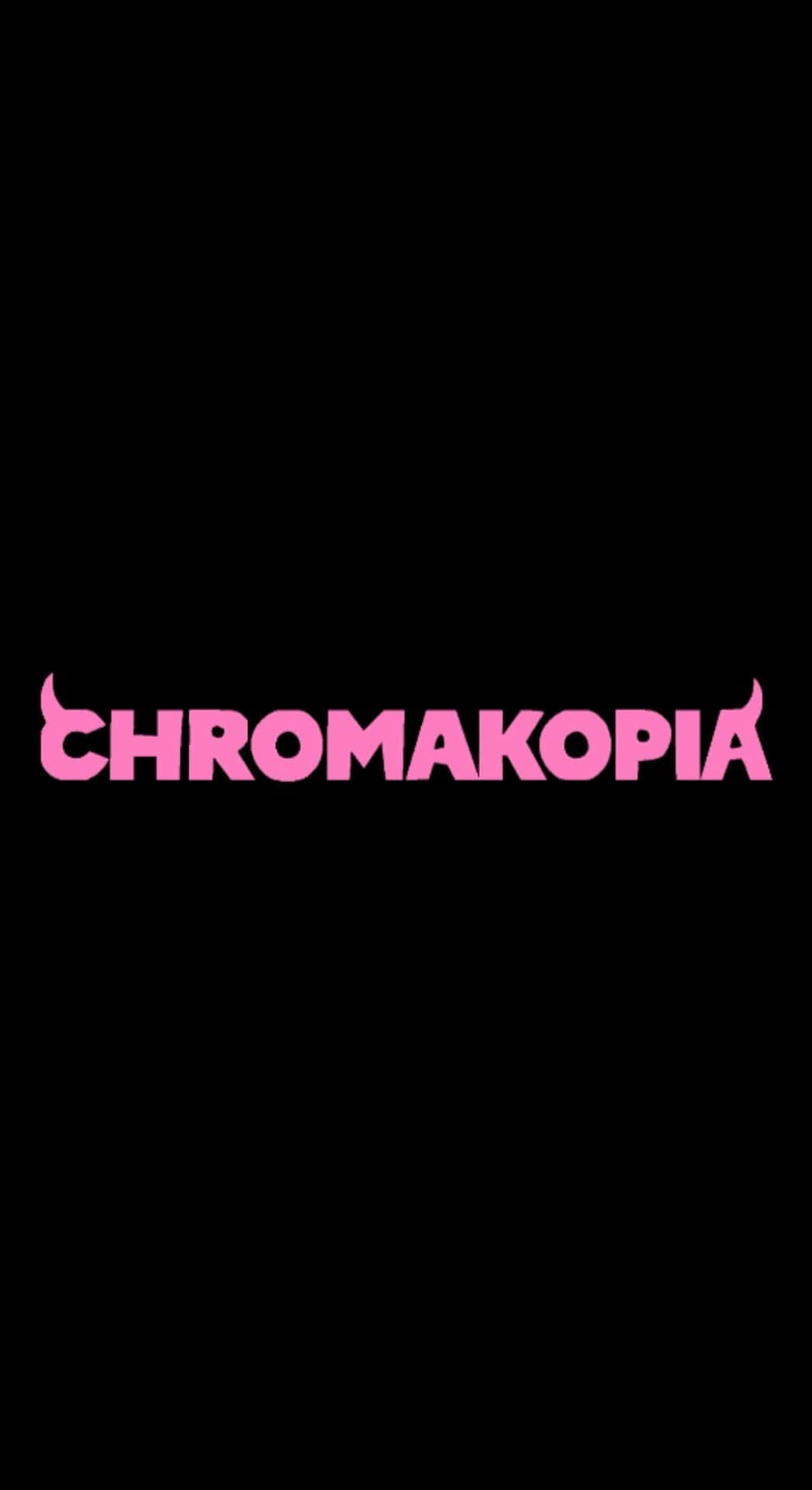  壁紙 — 大膽的粉紅色「CHROMAKOPIA」文字，帶有角狀末端，居中在純黑色背景上。