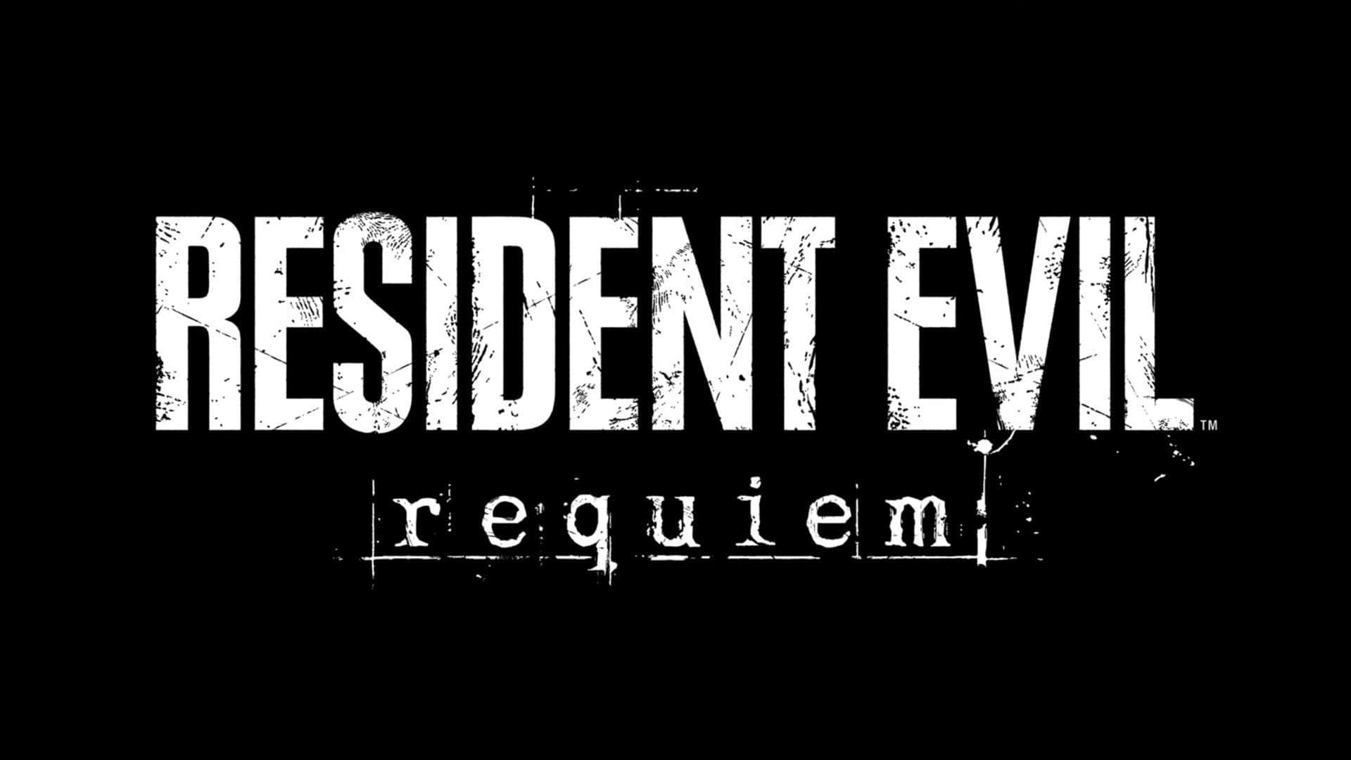  壁紙 — 粗體白色破損文字在純黑背景上顯示「RESIDENT EVIL requiem」。