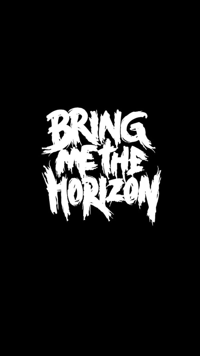  壁紙 — 大膽的白色塗鴉風格文字在純黑色背景上寫著「BRING ME THE HORIZON」。
