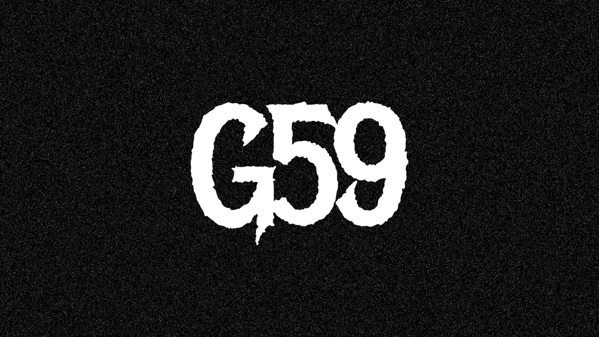  壁紙 — 粗體白色塗鴉風格文字 G59 在帶有靜態噪點的顆粒黑色背景上脫穎而出。