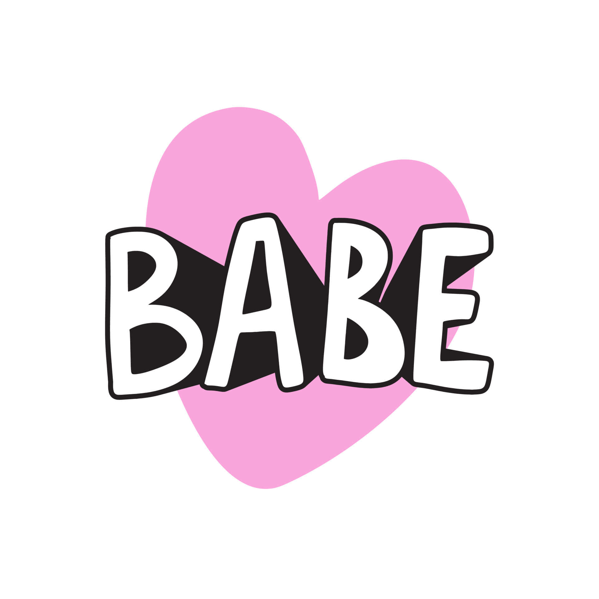 帶有粗體白色外框文字 babe 的粉紅色心形。 — 粉紅色心形動圖 壁紙