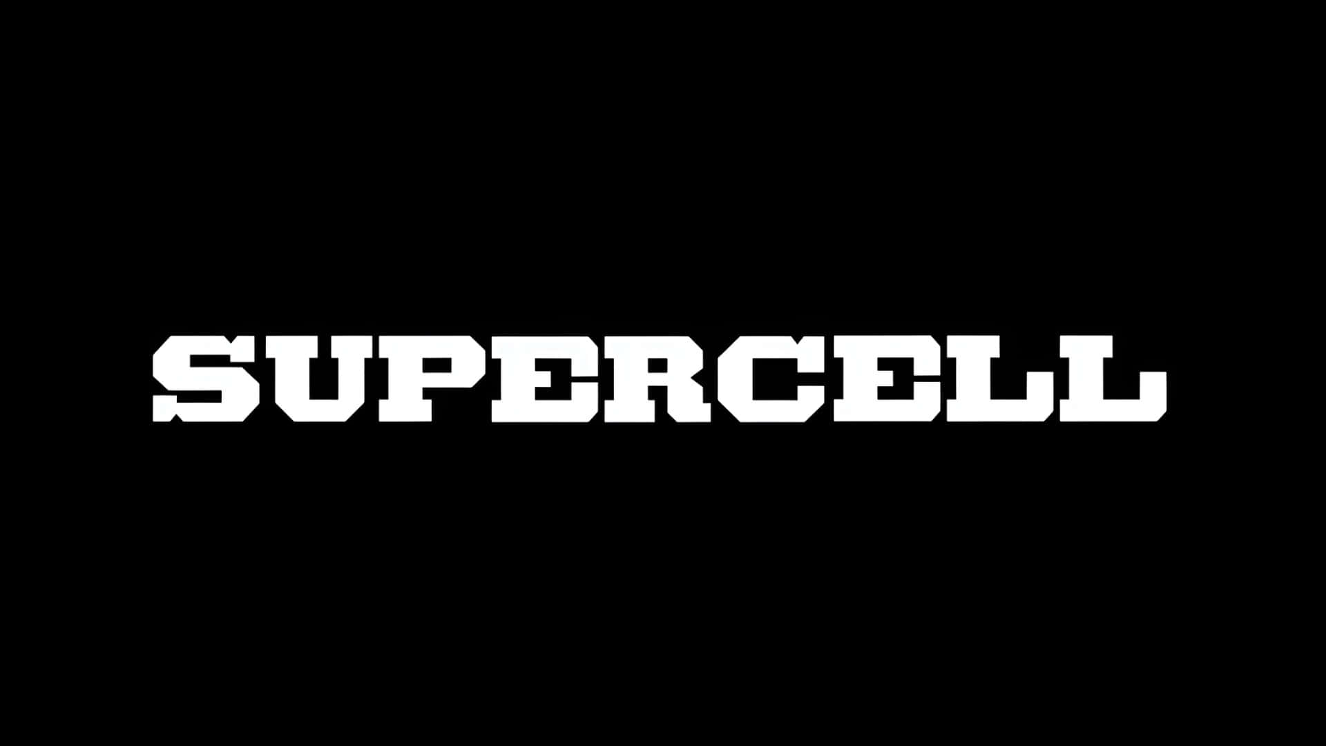  壁紙 — 在純黑色背景中央，以區塊字體顯示粗體白色「SUPERCELL」文字。