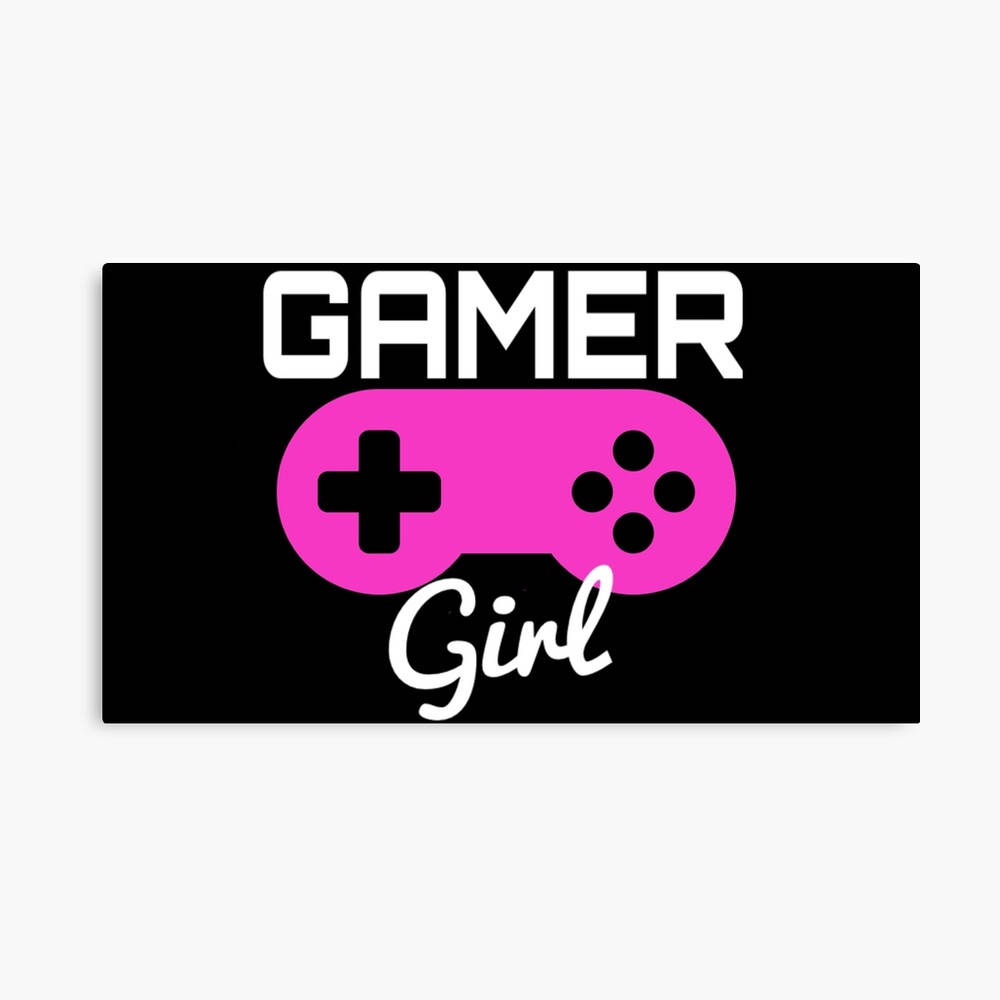 粉紅色遊戲控制器圖形，帶有「GAMER」和「Girl」文字，背景為黑色。