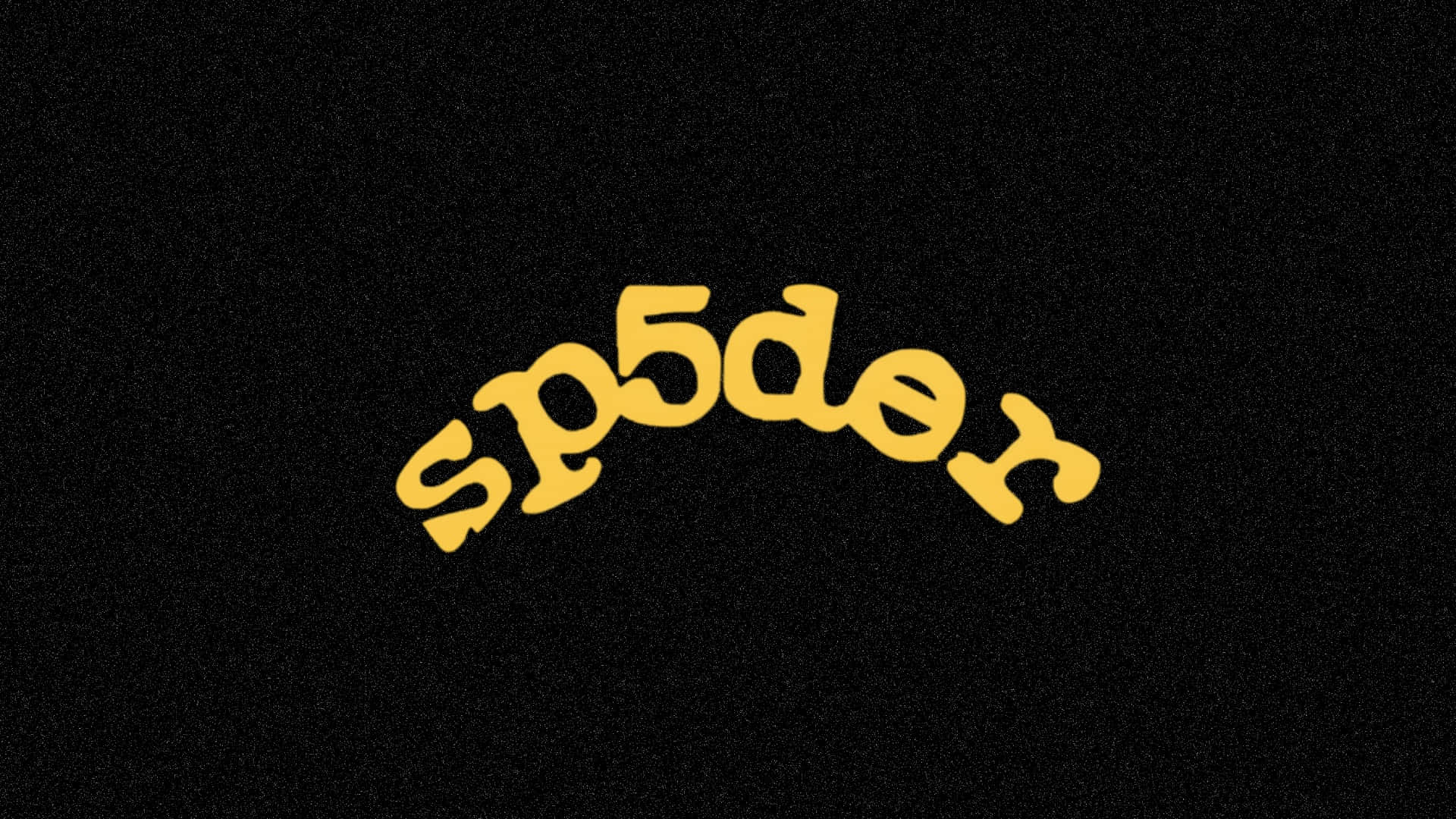  壁紙 — 粗體黃色風格文字拼出「sp5der」，在紋理黑色背景上彎曲。