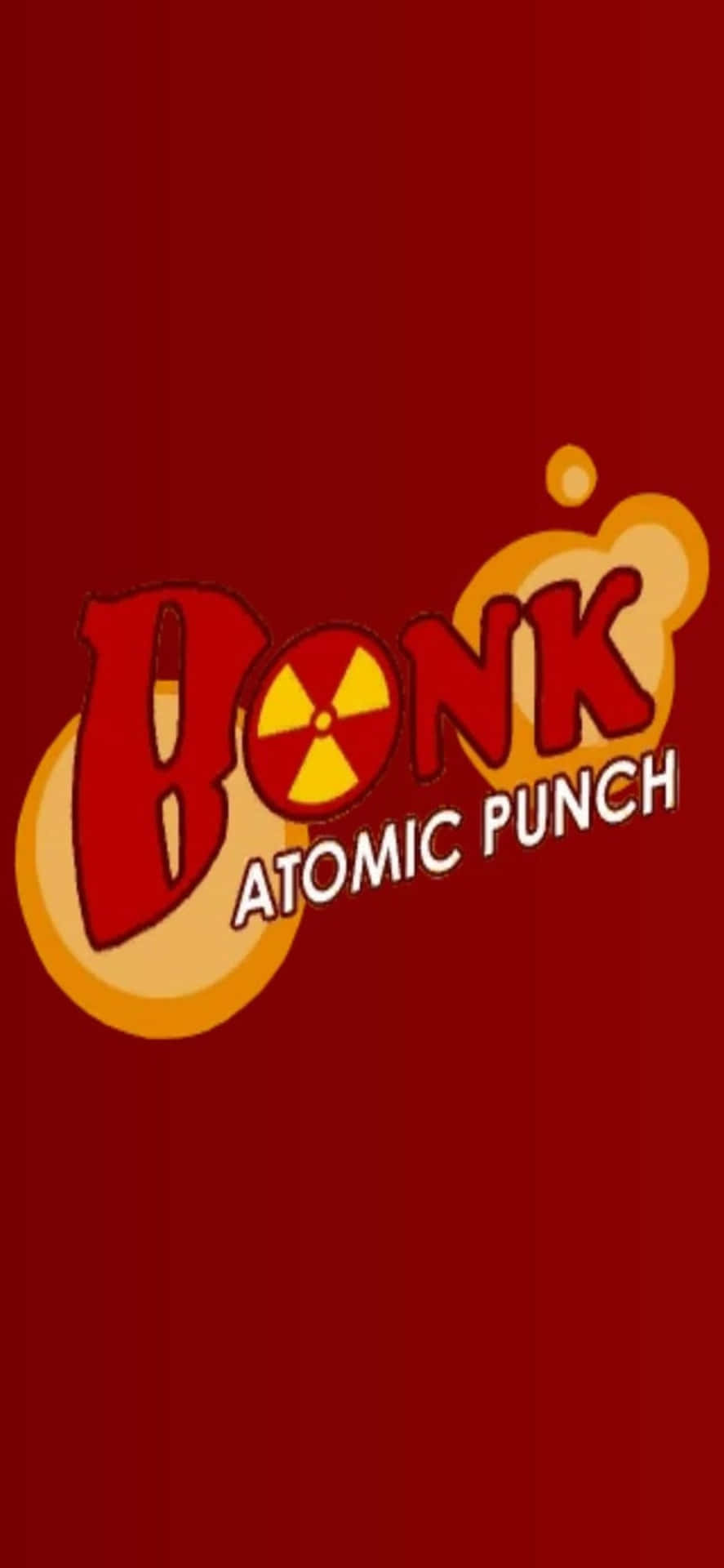 紅色背景上帶有核符號的Bonk Atomic Punch遊戲標誌。