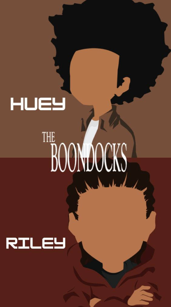 《The Boondocks》中兩個帶有名字和標題文字的插圖角色。