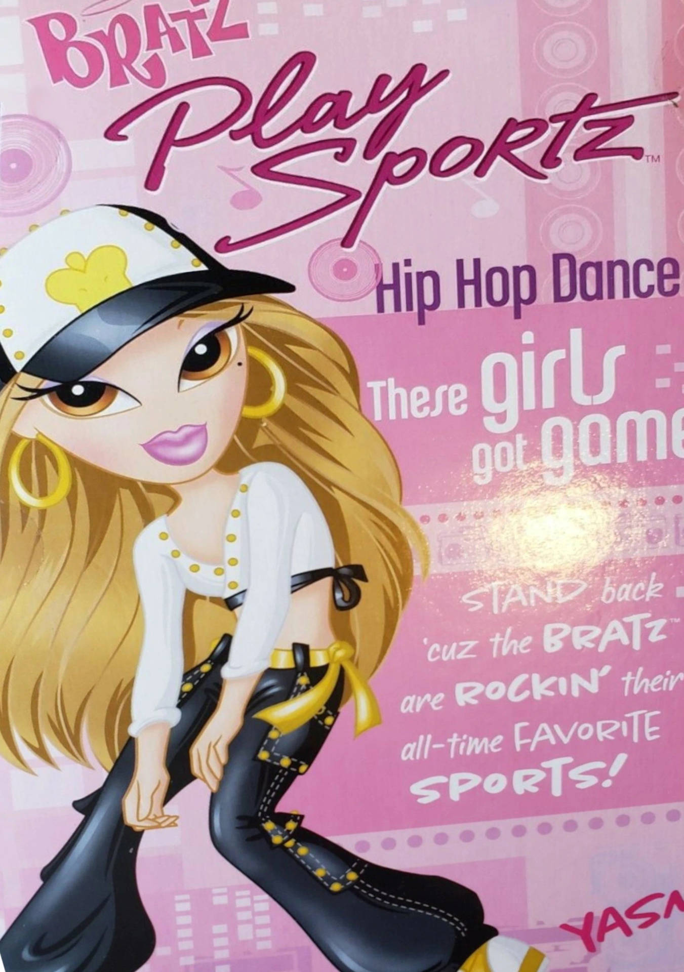 穿著舞蹈服裝的 Bratz 公仔，附有推廣嘻哈運動的文字。