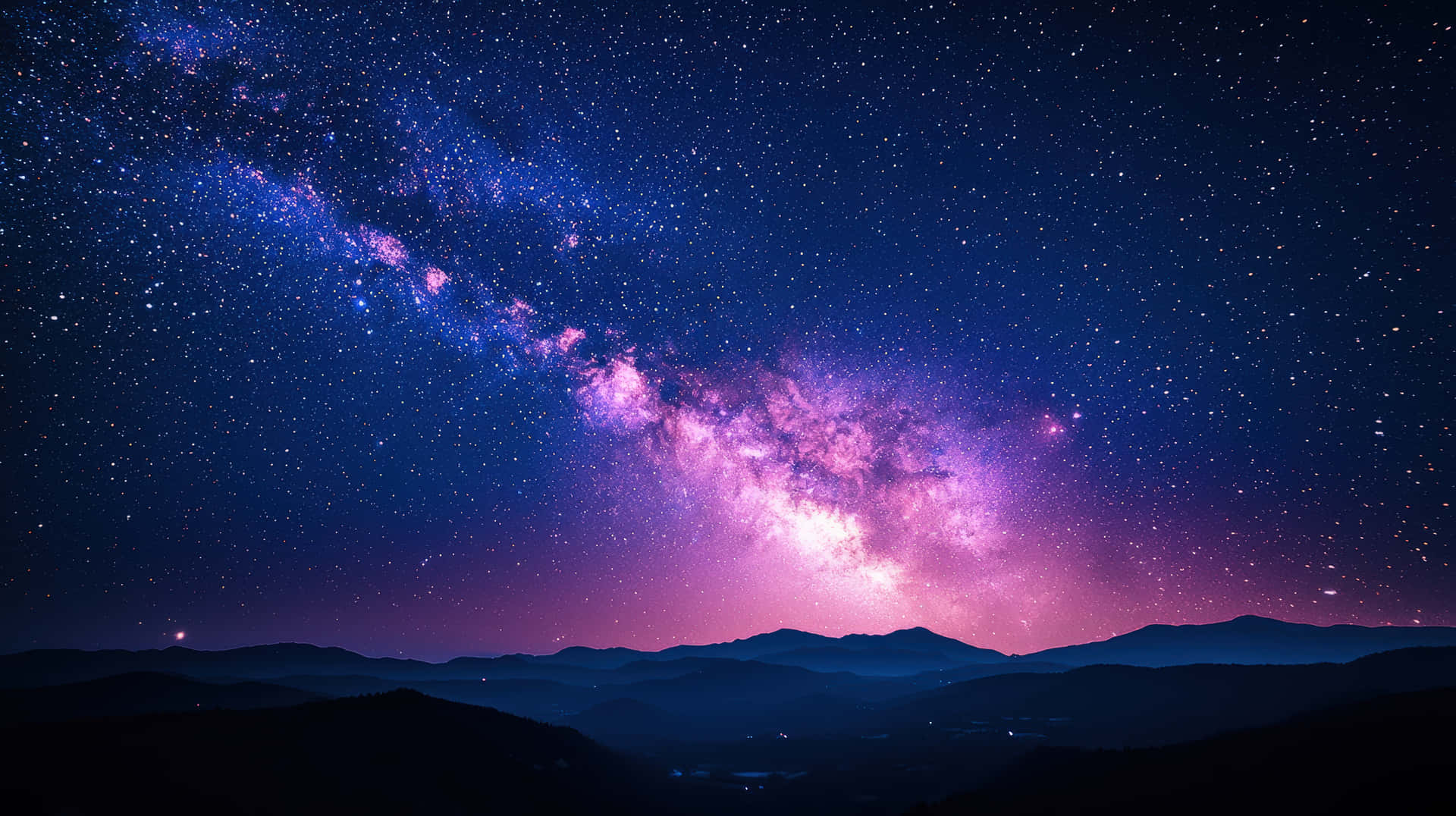 銀河系在黑暗山脈上方於繁星點點的夜空下閃耀