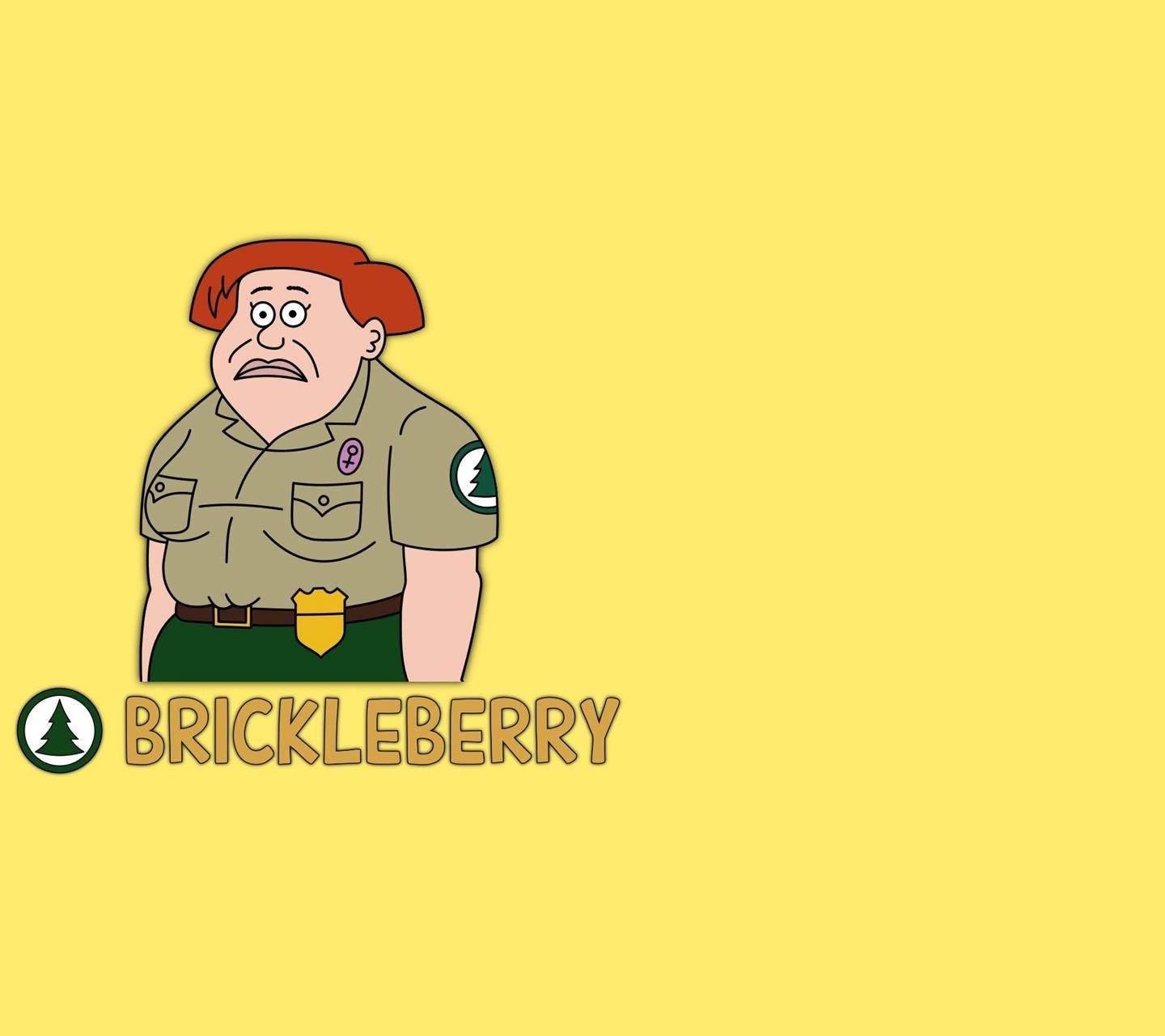 來自 Brickleberry 的卡通公園管理員角色，紅髮，皺眉，黃色背景。