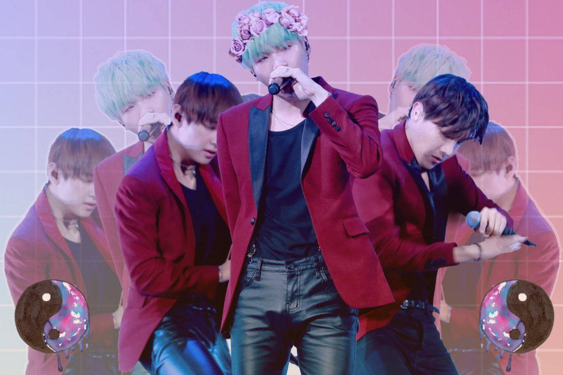 令人驚豔的BTS粉紅風迷因藝術壁紙。