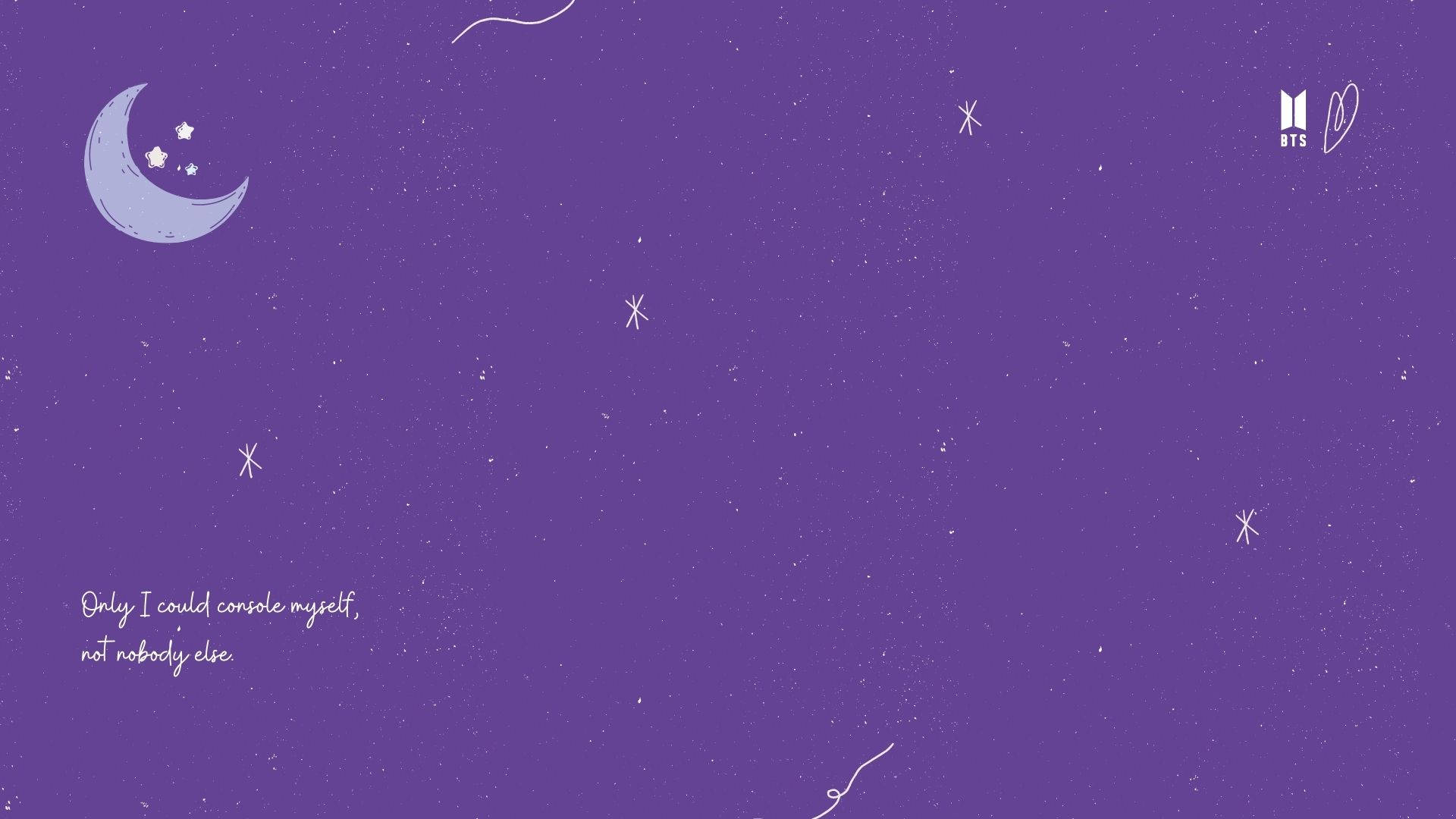 帶有月亮、星星和BTS語錄的紫色夜空