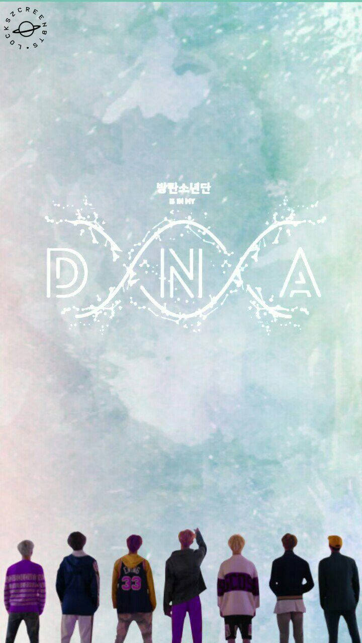 BTS成員背對鏡頭仰望，背景寫著「DNA」及「新專輯」字樣。