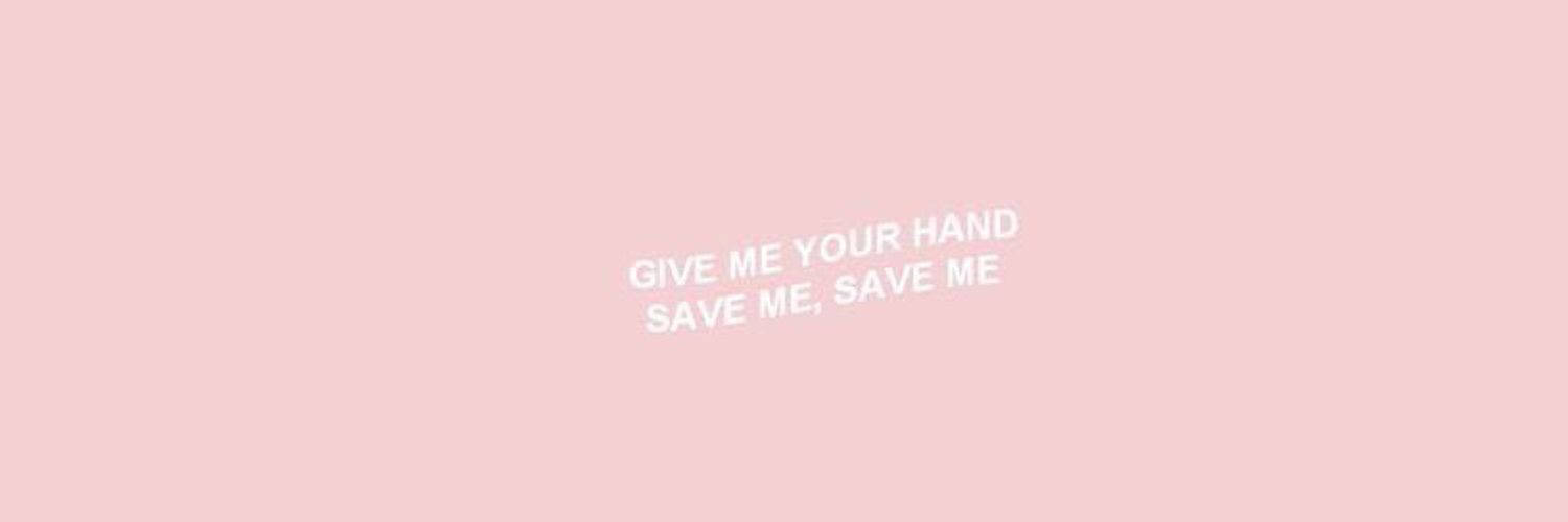 BTS《Save Me》歌曲Twitter首頁背景 壁紙 — 簡約粉紅色背景，白色文字寫著 give me your hand save me save me。