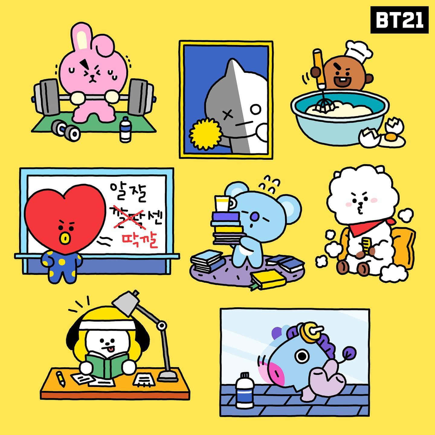 BTS 與 BT21 可愛合照，萌趣互動