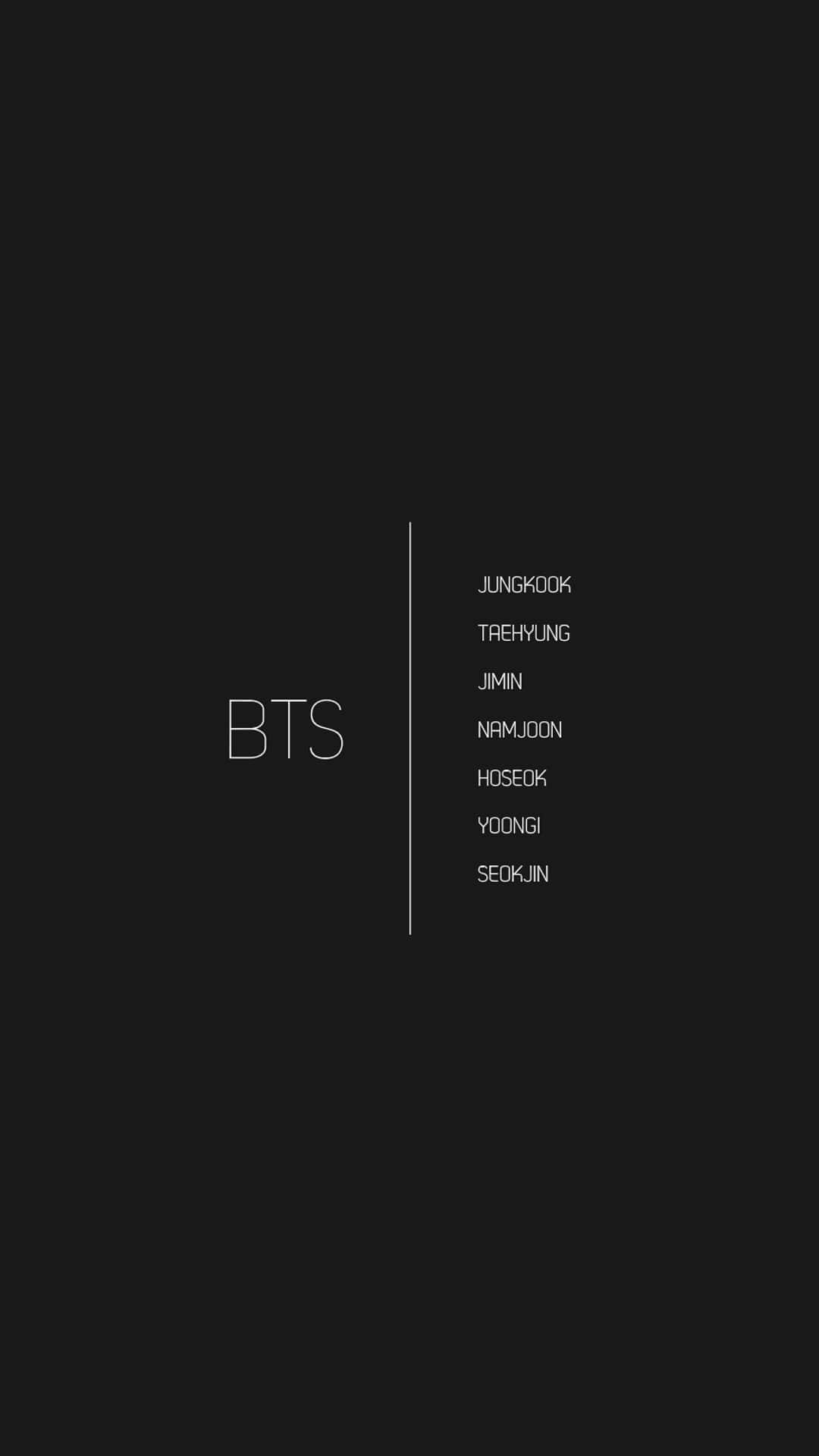 黑色背景，白色文字列出BTS成員和團體名稱。