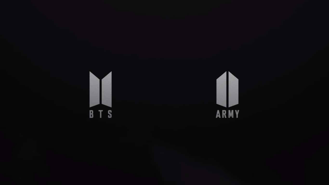深色背景上銀色嘅BTS同ARMY標誌