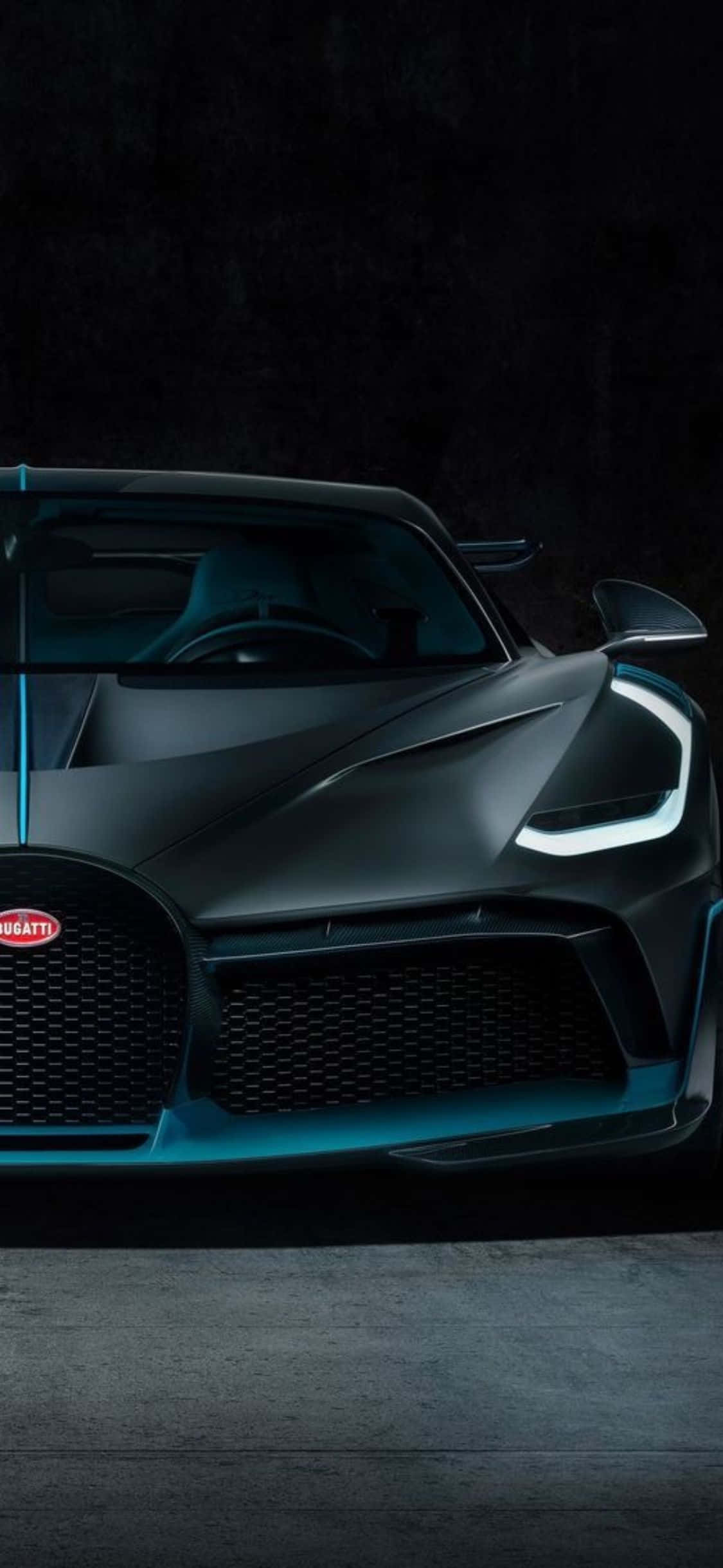 Bugatti Chiron在昏暗房間中展示 壁紙