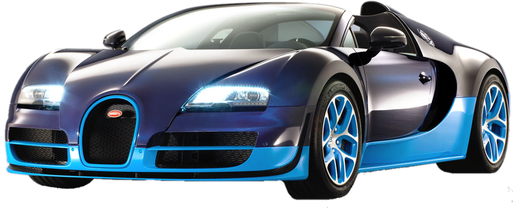 藍黑配色Bugatti Veyron Grand Sport 壁紙 — 一輛時尚的藍黑配色Bugatti Veyron跑車，配備發光頭燈和空氣動力學設計。