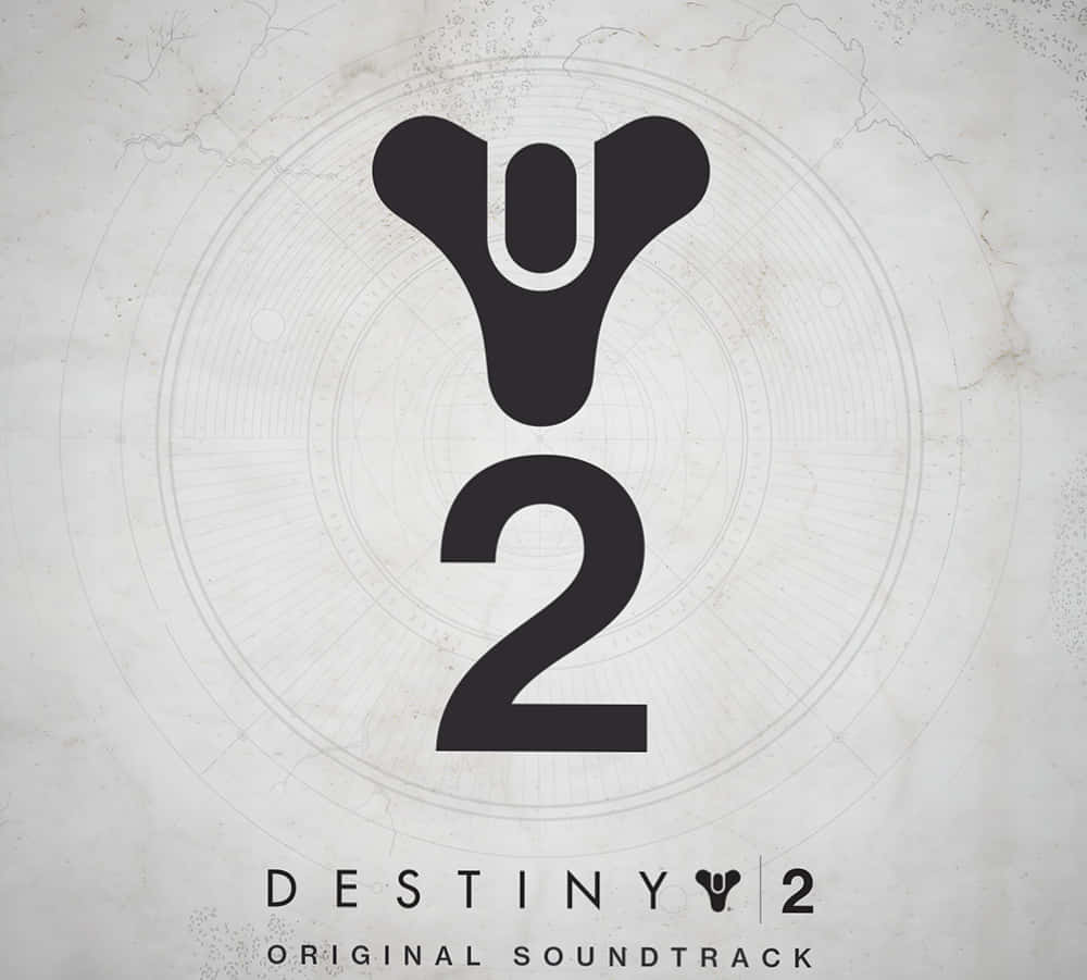 Bungie 經典遊戲《星際戰甲2》官方標誌 壁紙 — 大膽的黑色 Destiny 2 標誌居中於有紋理的羊皮紙上，帶有模糊的圓形蝕刻和下方的原聲帶文字。