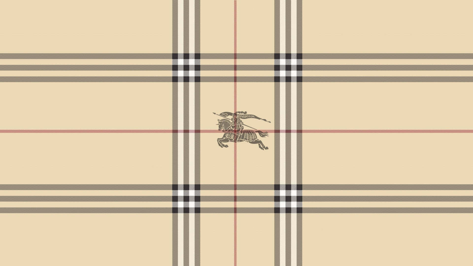 Burberry 格紋圖案，中央帶有騎士標誌。