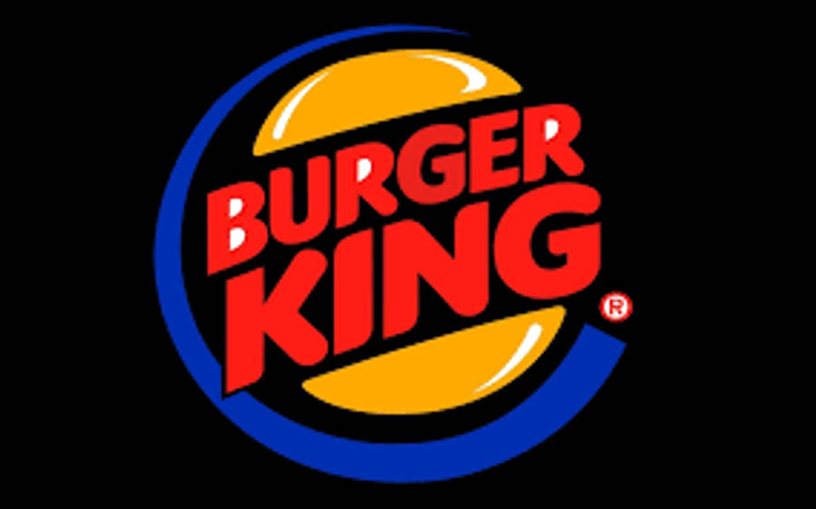 標題：速食之王 — Burger King 新鮮美味漢堡 壁紙 — 漢堡王標誌，紅色文字和黃色麵包，黑色背景。