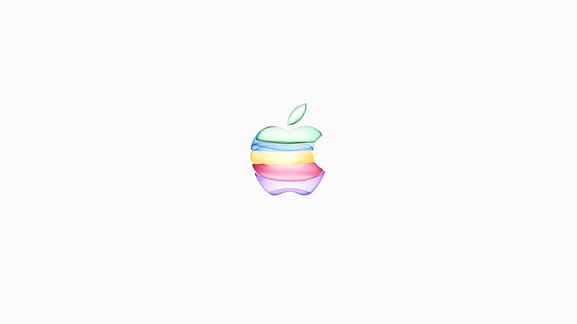 白色背景上帶有咬痕和葉子的彩色Apple標誌