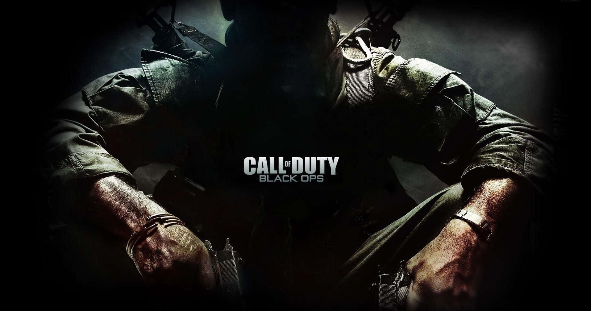 《Call of Duty: Black Ops 4》 - 準備迎接下一個戰場 壁紙 — 一名身穿戰術裝備的士兵在戲劇性的黑暗燈光下握緊武器，並帶有 'Call of Duty Black Ops' 文字。