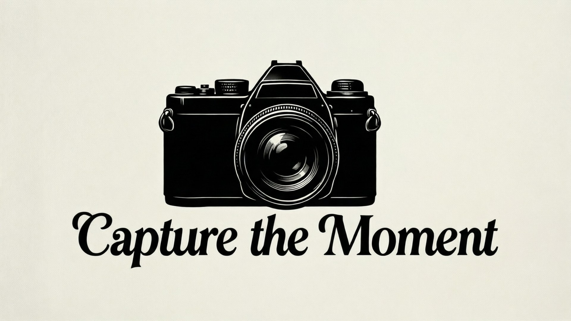 奶油色背景上黑色復古相機剪影及文字 capture the moment