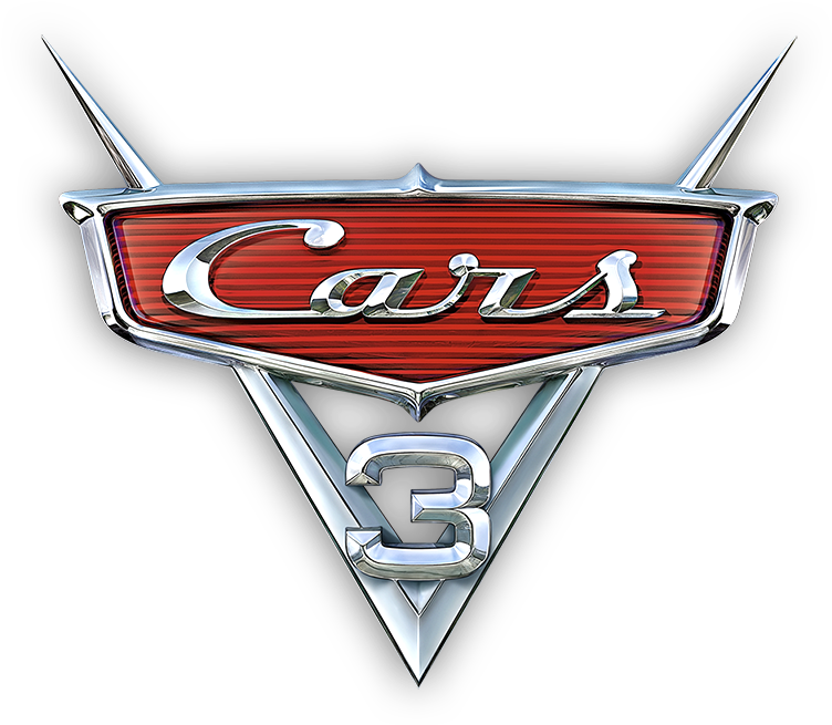 Cars 3 電影標誌 壁紙 — 閃亮鍍鉻的Cars 3標誌，配以紅色紋理背景和黑色底色。