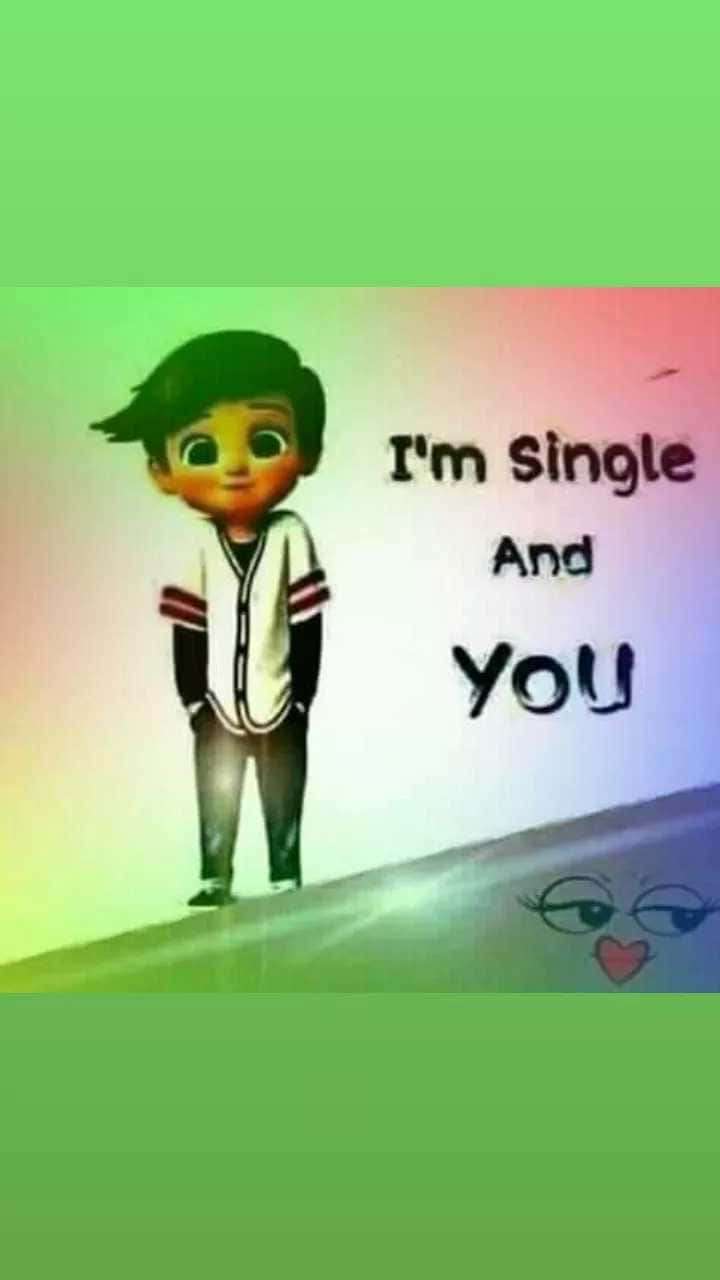  壁紙 — 一個穿著棒球衫的卡通男孩站在文字「I'm Single And YOU」旁邊，下方有一個眨眼的心形眼睛臉。