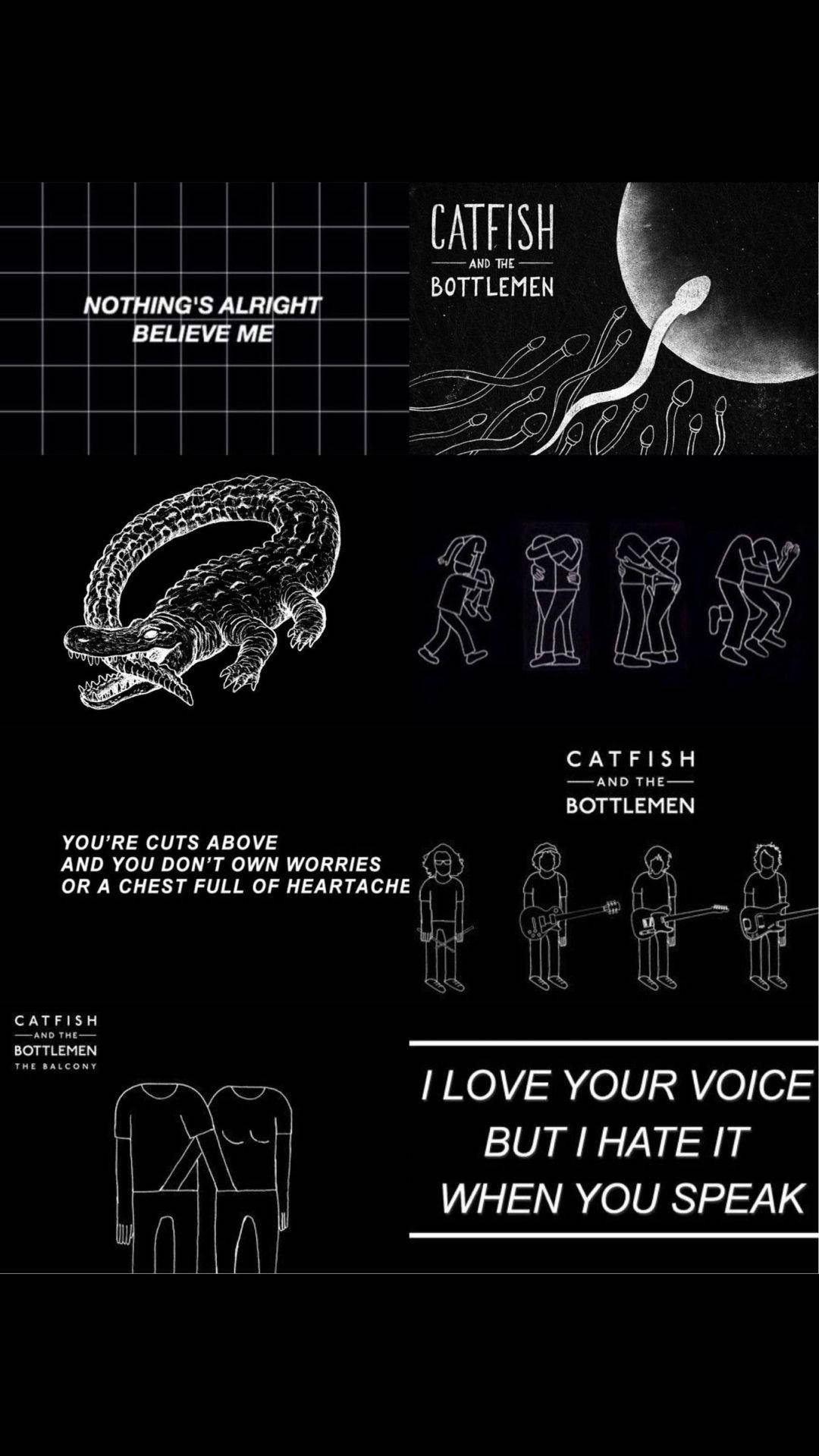 Catfish and the Bottlemen 的專輯藝術，以線條畫和歌詞為特色。