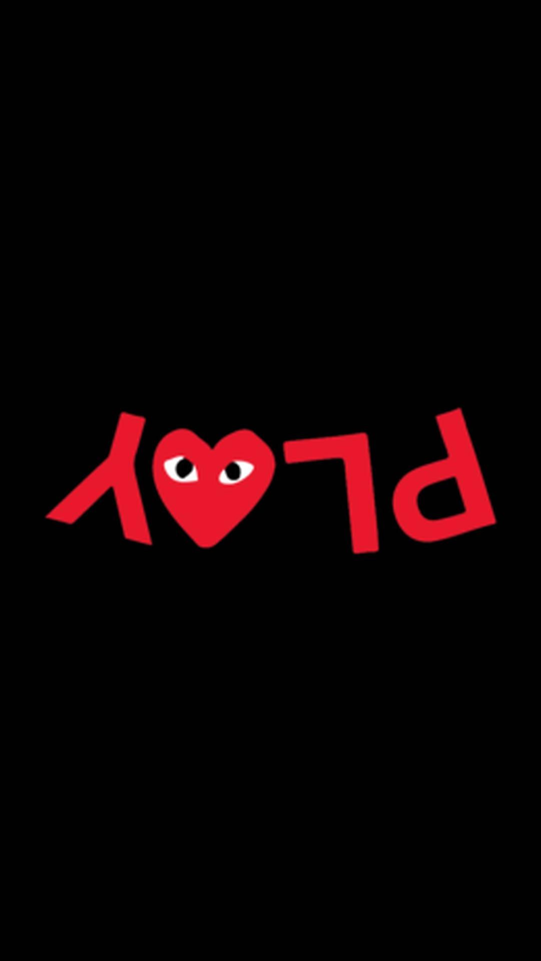 紅色心形帶眼睛取代PLAY中的O，黑色背景