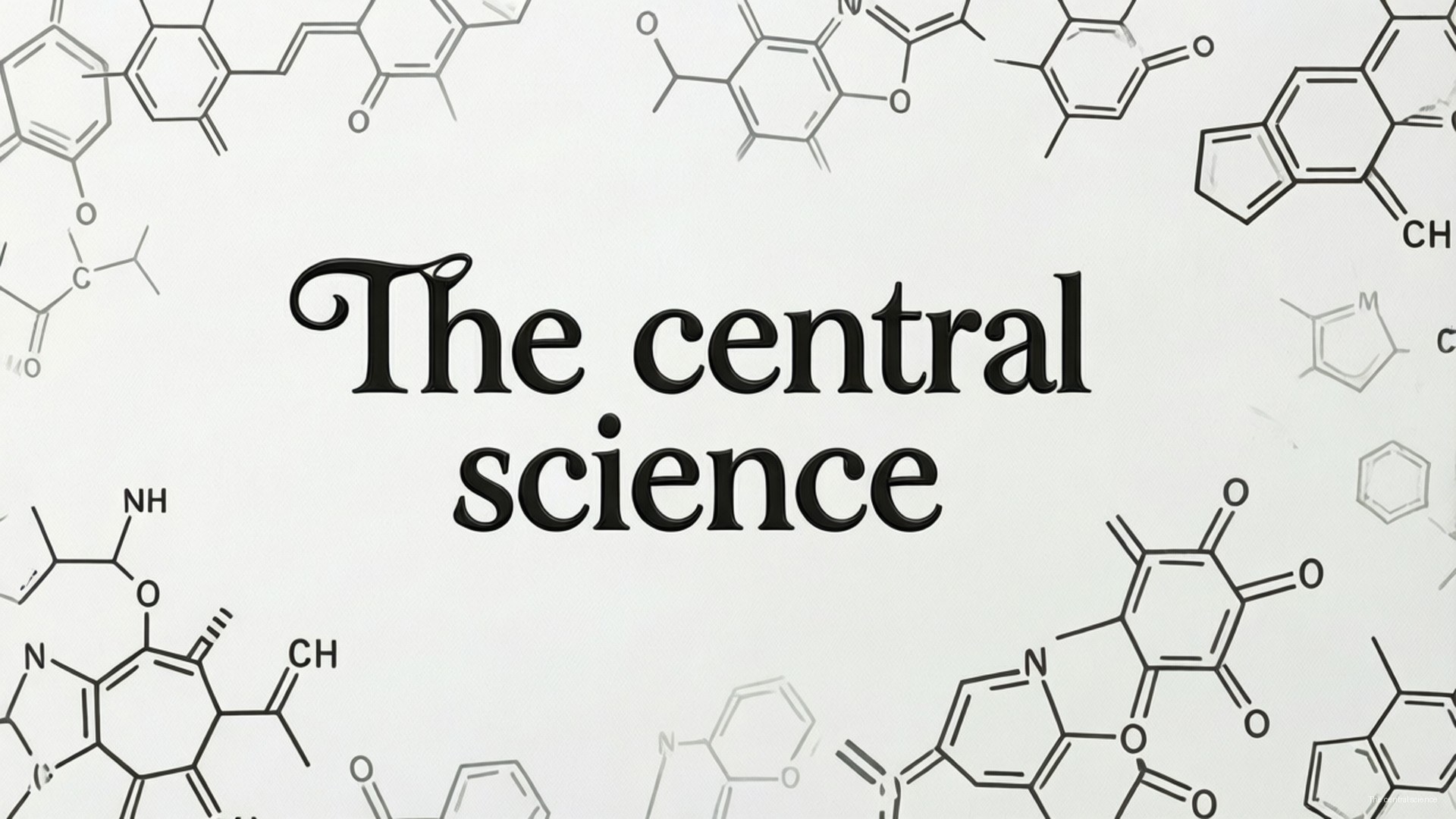 文字「The central science」被化學式包圍