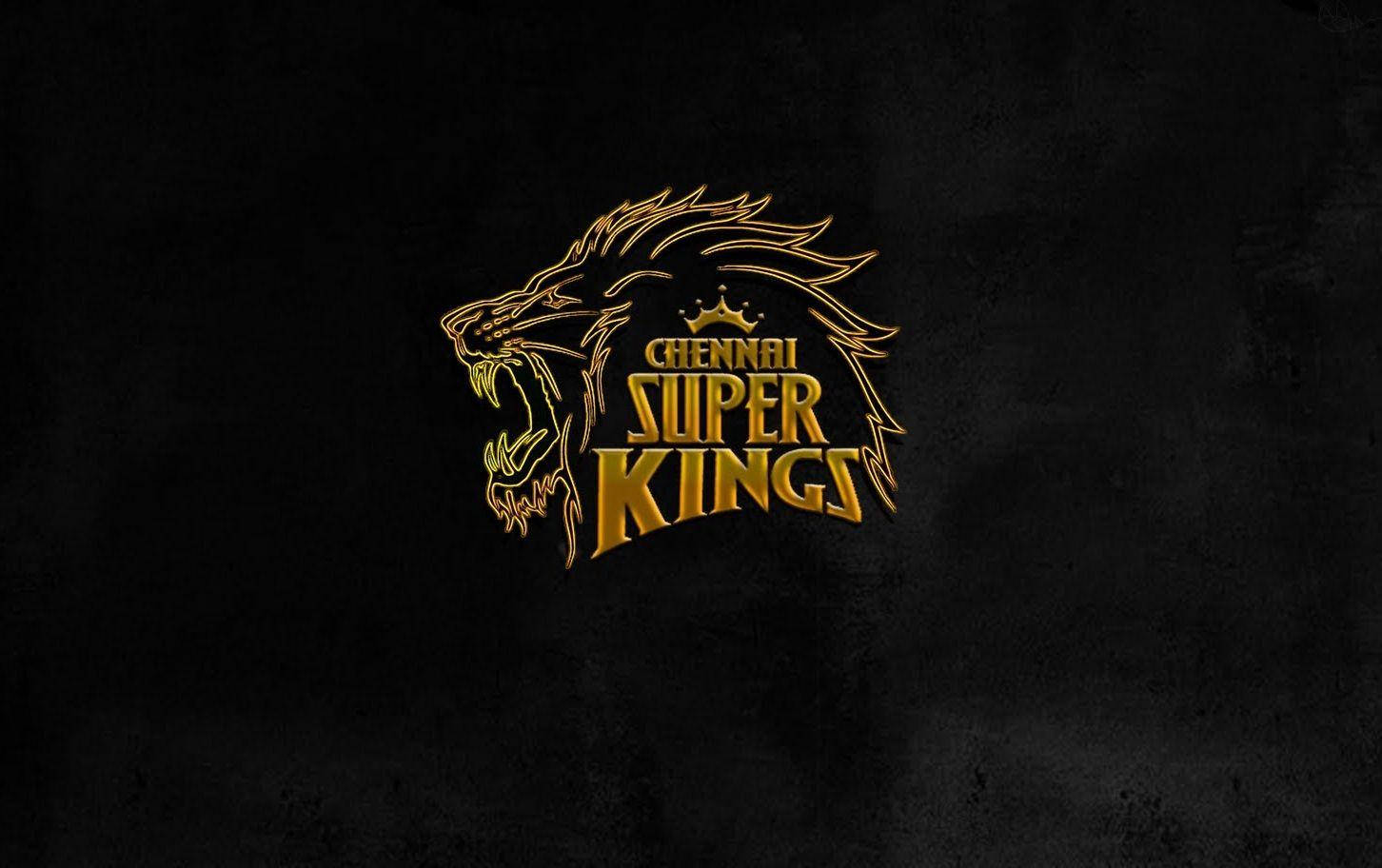 Chennai Super Kings 板球隊標誌，金色獅子位於黑色紋理背景上