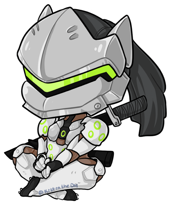 Chibi Genji Overwatch 藝術作品 壁紙