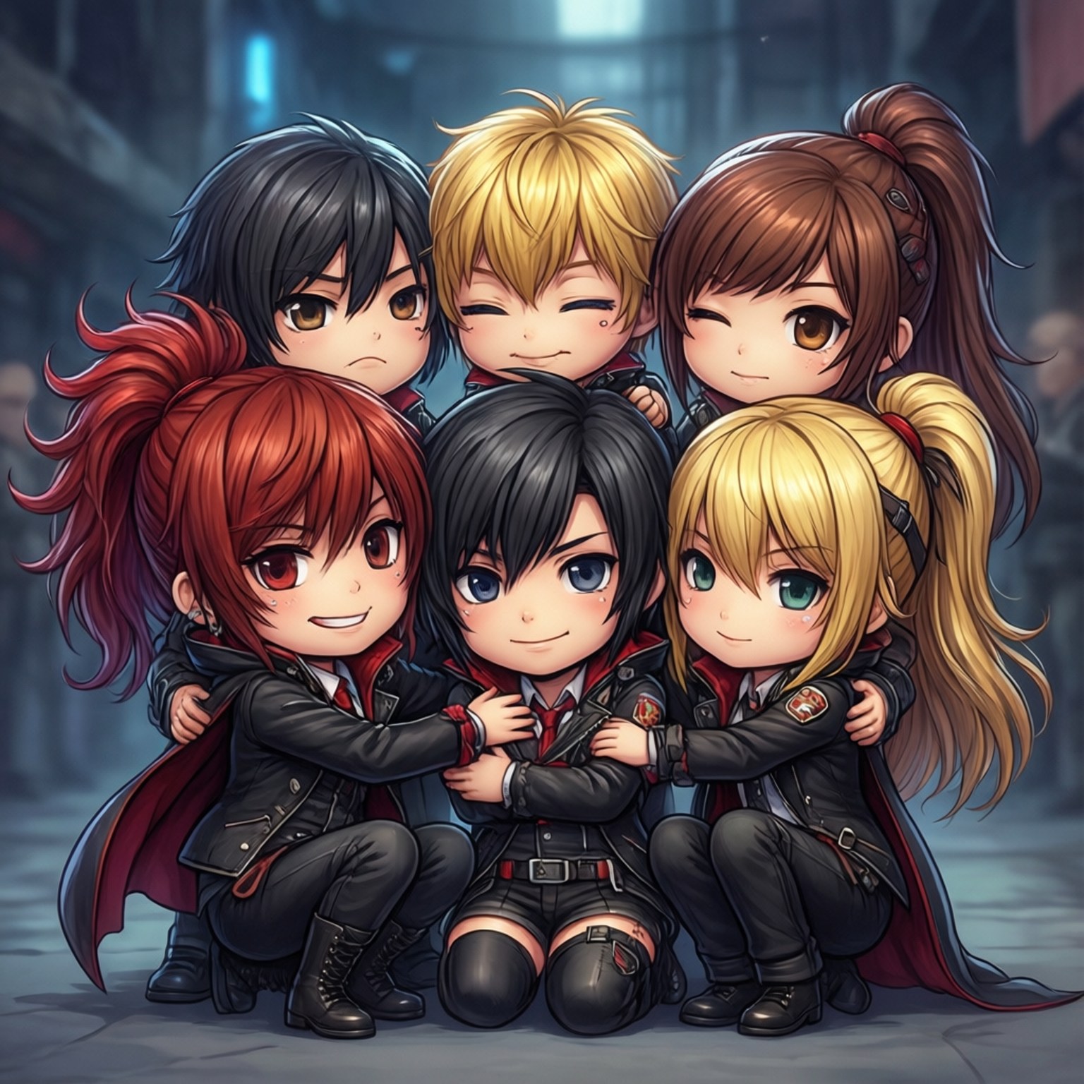 Chibi 團隊擁抱 壁紙