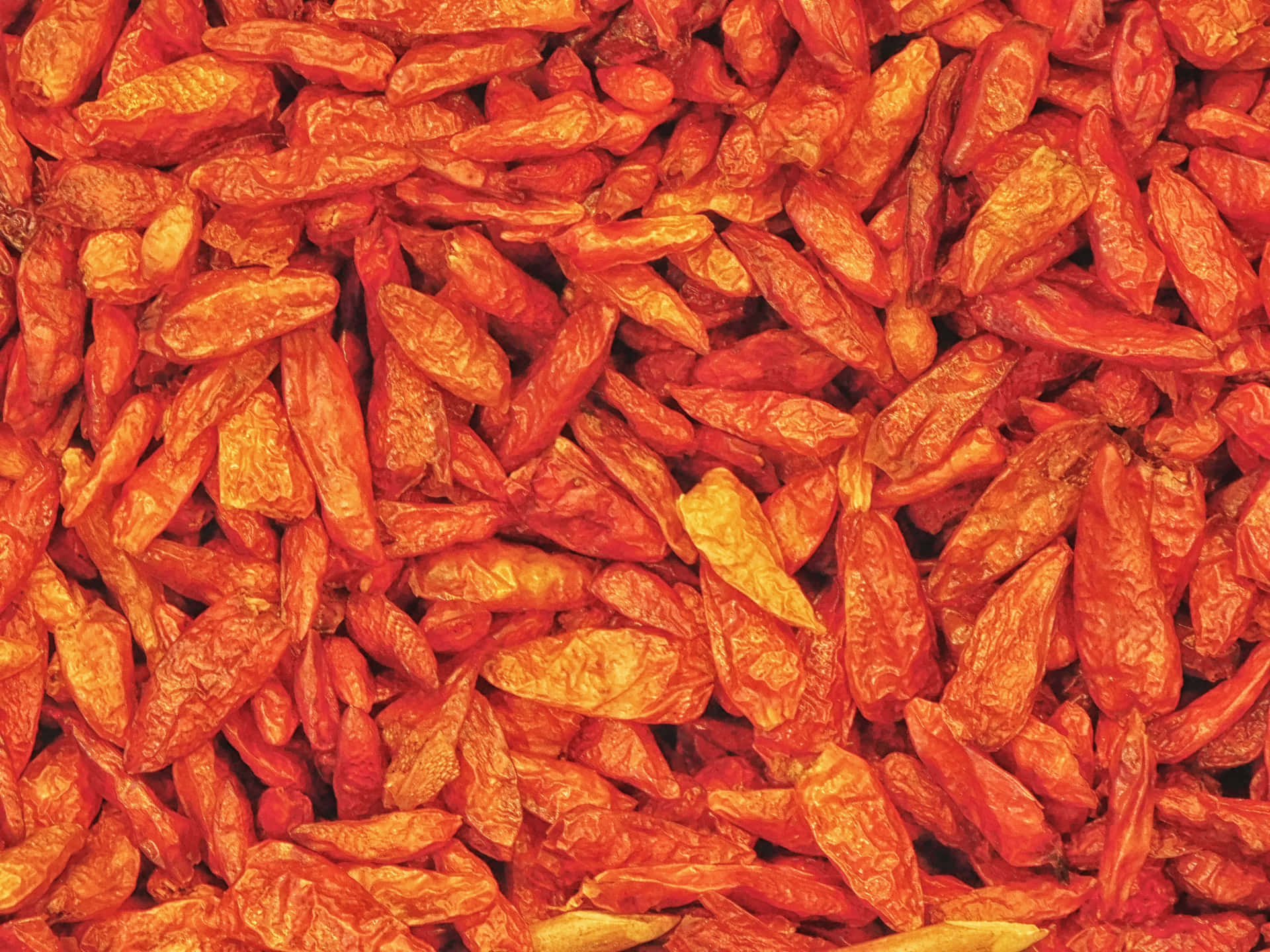 乾皺紅辣椒，溫暖橙色調，紋理皺褶