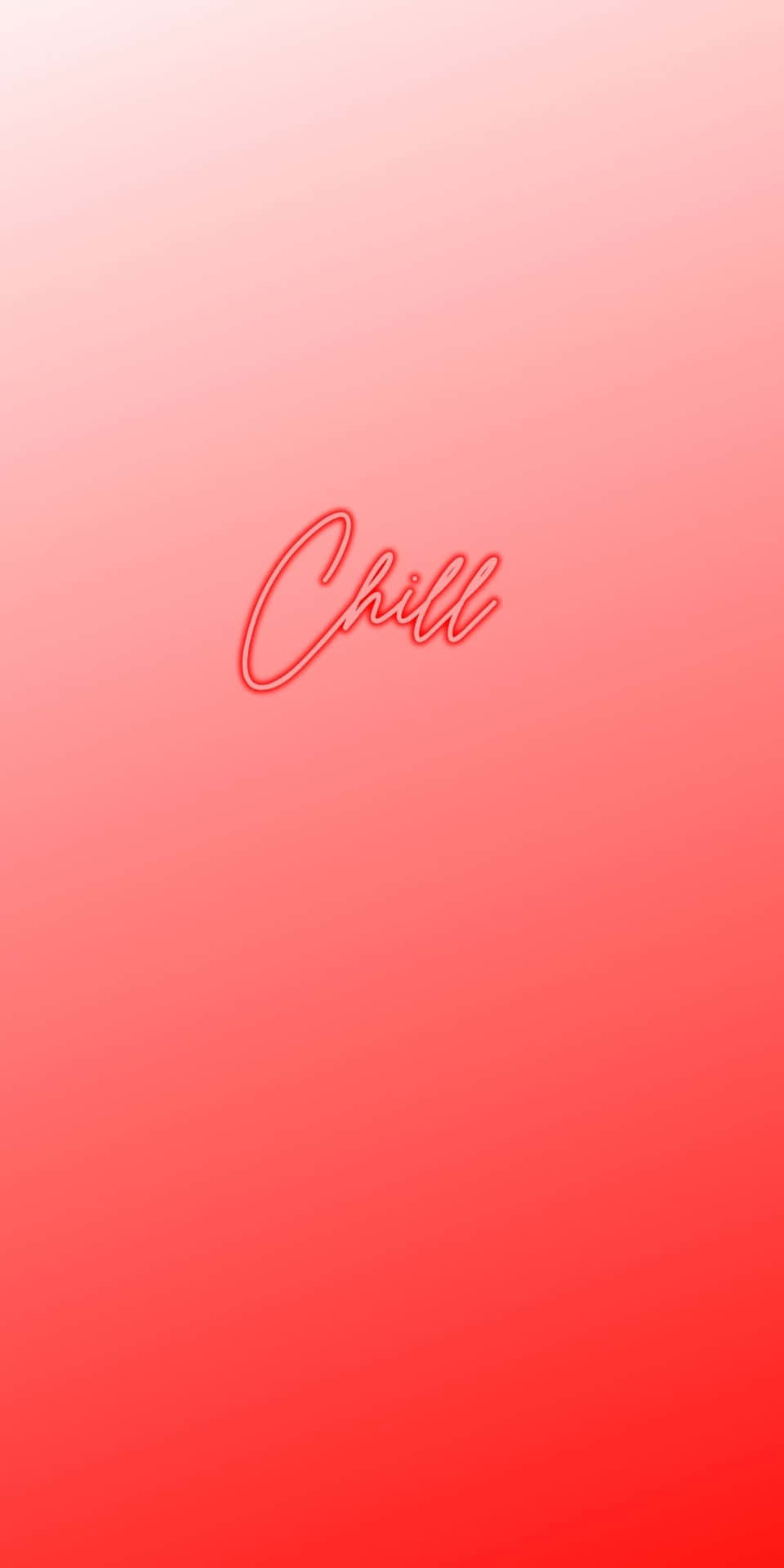 紅色漸變背景上的霓虹草書單詞chill。