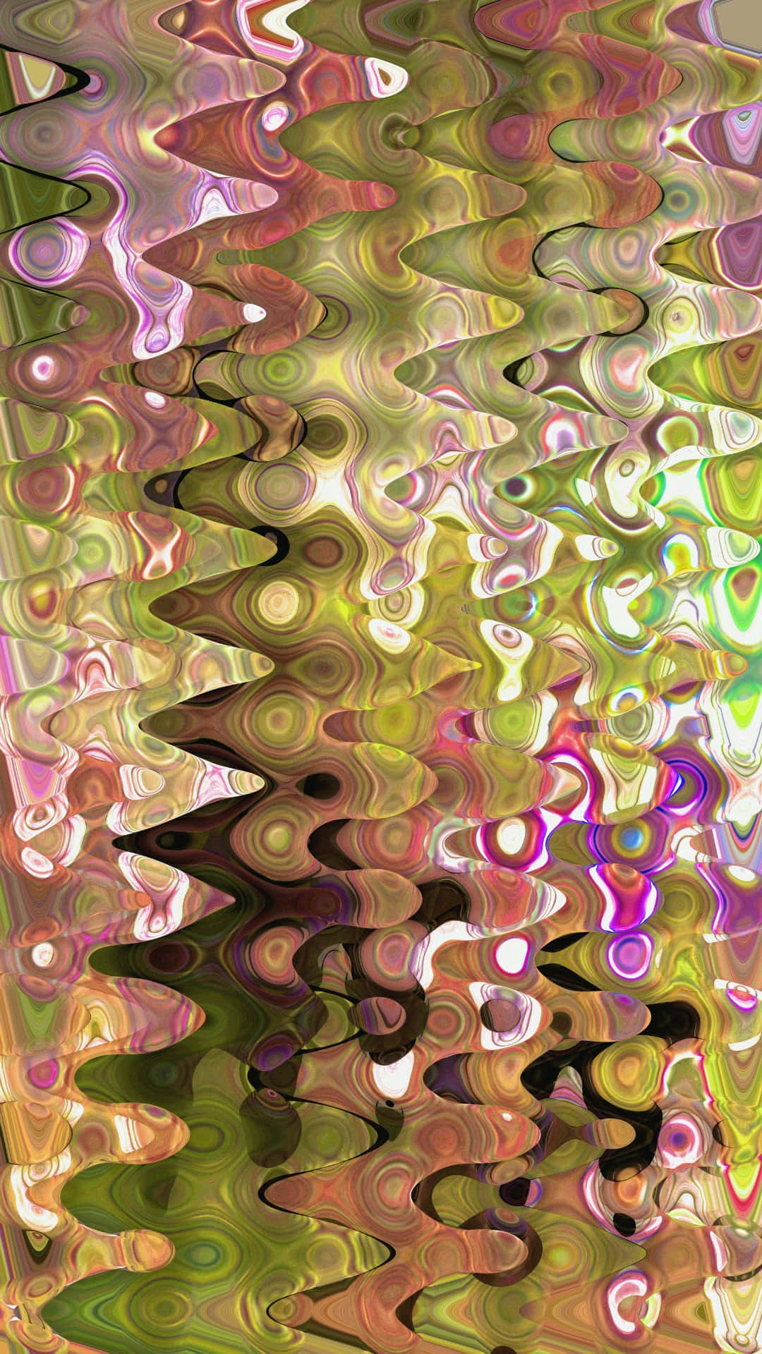  壁紙 — 充滿活力的抽象數位藝術作品，帶有綠色、粉紅色和紫色色調的漩渦迷幻圖案。